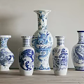 Blue and White Ceramic Vases with Dragon Phoenix and Landscape Patterns for Home Decoration
