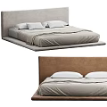 Modern Double Bed With Gray Brown Headboard White Pillows And Gray Bedspread