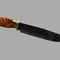 Vintage Knife with Wooden Handle and Brass Metal Accents Rusty Blade Design