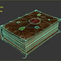 Ancient Leather Book with Colorful Gemstones and Intricate Metal Decorations on Cover