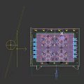 Modern Control Room Interior With Multiple Computer Workstations Large Digital Screen And Geometric Ceiling Design