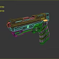 Futuristic Sci Fi Pistol With Blue Glowing Accents And Tactical Design Features
