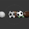 Various Sports Balls Including Volleyballs Soccer Balls Footballs and Golf Balls on Dark Reflective Surface