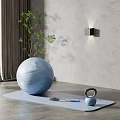 Essential Home Gym Sports Equipment Including Blue Exercise Ball Yoga Mat Kettlebell And Jump Rope