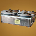 Vintage Open Reel Tape Recorder Classic Household Appliance with Metal Control Panel and Knobs