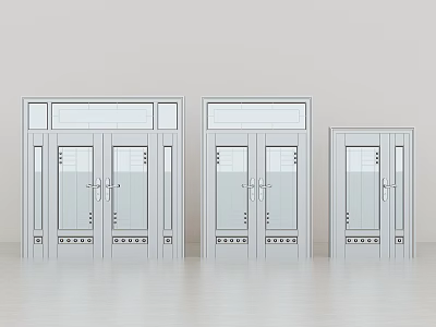 Modern Double Doors With Glass Panels And Aluminum Frames In Different Sizes 3d model