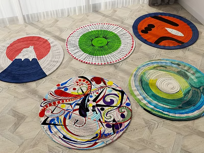Vibrant Round Rugs with Diverse Abstract Patterns for Home Decor 3d model