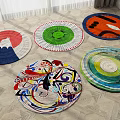Vibrant Round Rugs with Diverse Abstract Patterns for Home Decor 3d model