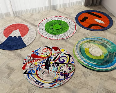 Vibrant Round Rugs with Diverse Abstract Patterns for Home Decor 3d model
