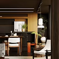 Modern Open Plan Living And Dining Room With Warm Natural Wood Details And Cozy Furnishings