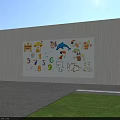 Colorful Kids Wall Decor with Cartoon Animals Giraffe Dolphin Numbers and Mushroom House