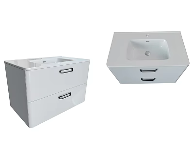 White Bathroom Cabinets With Double Drawers And Modern Sinks Design 3d model