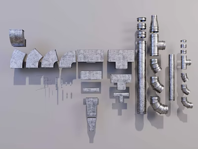 Durable Metal Public Facilities Structural Components With Various Pipes Fittings And Parts 3d model
