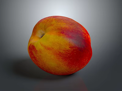 Fresh Ripe Peach with Glossy Red and Yellow Skin on Gray Background 3d model