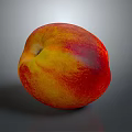 Fresh Ripe Peach with Glossy Red and Yellow Skin on Gray Background