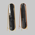 Floor Standing Full Length Mirrors With Golden Stand And Interior Reflection 3d model