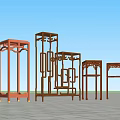 Traditional Chinese Wooden Flower Stands With Intricate Carved Patterns And Classic Design