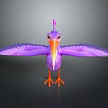 Flying Animal Design With Purple Feathers Orange Eyes Spread Wings And Orange Claws