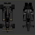 Detailed Gray Formula Race Car Models With Aerodynamic Design Displayed From Two Angles