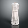 Elegant White Sleeveless Lace Dress With Floral Pattern For Women