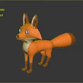 Animated Cartoon Fox Character 3D Model With Orange White Fur Standing Pose 3d model