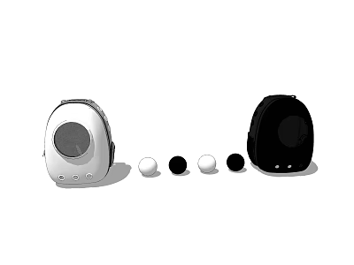 Stylish White And Black Luggage With Four White Small Balls Design 3d model