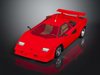 Red Classic Sports Car With Sleek Body Rear Spoiler And Reflective Surface 3d model
