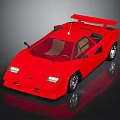 Red Classic Sports Car With Sleek Body Rear Spoiler And Reflective Surface