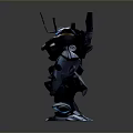 Futuristic Robot Game And Movie Character With Blue Black Armor Mechanical Design