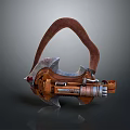 Detailed Vintage Mechanical Axe Featuring Brown Leather Handle And Wooden Metal Structure