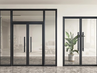 Glass door shop door shop door glass double door glass door office door 3d model