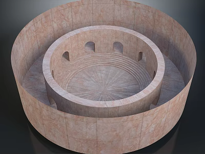 Stone Circular Building With Multi Layered Design Interior Steps And Arched Openings 3d model