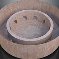 Stone Circular Building With Multi Layered Design Interior Steps And Arched Openings 3d model