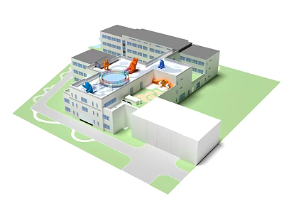 Outdoor Playground Equipment For Kids With Slide Swing Climbing Structures And Safe Surface 3d model