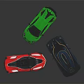 Sleek Sporty Sports Cars With Aerodynamic Bodies In Red Green And Blue Colors