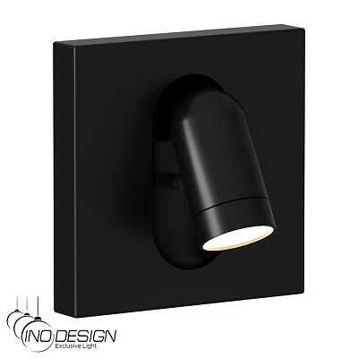 Black Cylindrical Wall Sconce Illuminated On Square Panel With Soft Light 3d model