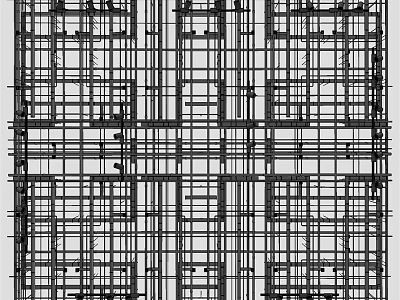 Industrial Pipes Grid Structure With Interconnected Metal Lines And Architectural Layout 3d model