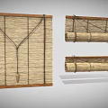Straw Roll Up Window Blinds With Wooden Frame And Control Cord Design