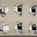 Irregular Shaped Wall Mounted Mirrors Reflecting Living Room Kitchen And Furniture Decor