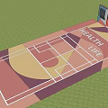 Outdoor Fitness Sports Court With Health Life Design And Basketball Lines