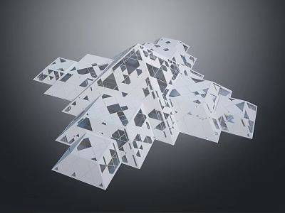 Modern Floor Tiles With Geometric Pattern Design In White And Gray Tone 3d model