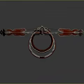 Red And Gold Ornate Crossbow Weapon With Metallic Decorative Mechanical Design