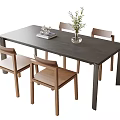 Modern Dining Table and Chair Combination Dining Table Dining Chair Single Chair 3d model