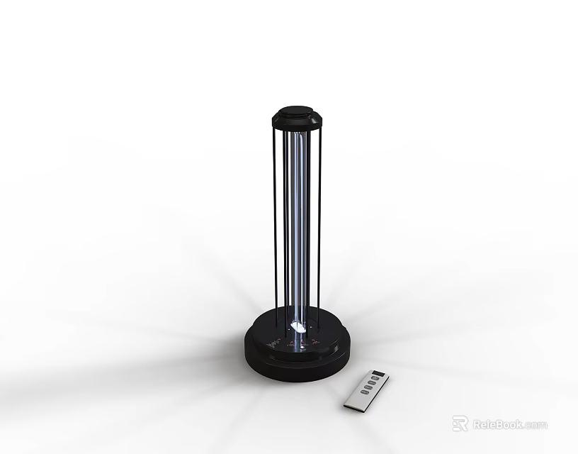Modern Sleek Table Lamp With Metal Stand Black Base And Remote Control 3d model 