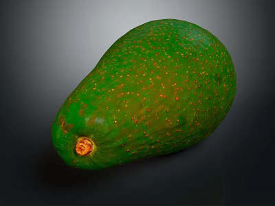 Whole Fresh Green Avocado With Yellow Speckles On Its Surface Close Up 3d model