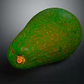 Whole Fresh Green Avocado With Yellow Speckles On Its Surface Close Up