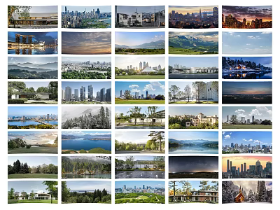 Soft Package Design Featuring Urban Skyline Natural Mountains Lakes And Forest Views 3d model
