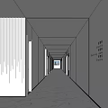 Modern Office Corridor Interior With White Striped Walls And Marble Flooring