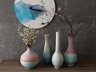 New Chinese Vase Hanging Picture Combination 3d model