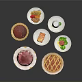 Assorted Dessert Platter With Red Cake Layered Cream Pie Lattice Top And Fruit Tarts